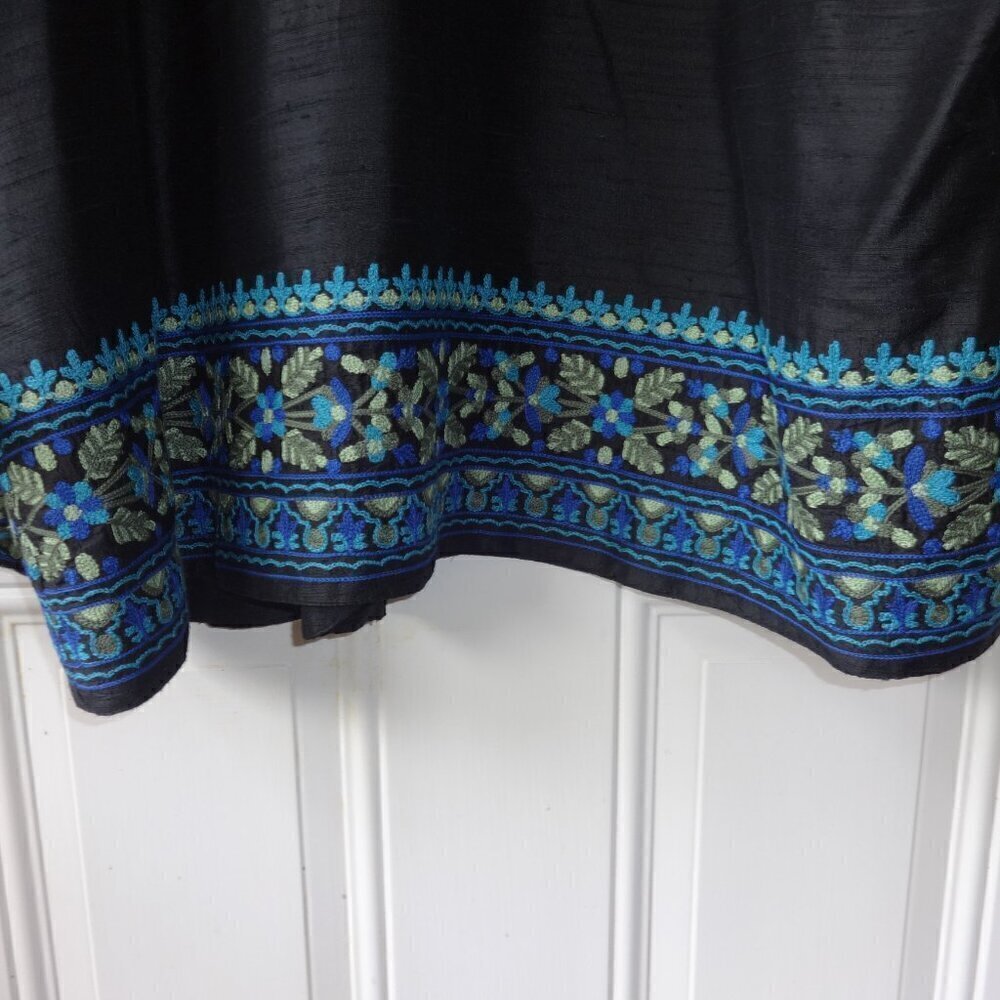 Norm Thompson Silk Black and Blue Floral Blazer 2x - Picture 8 of 16